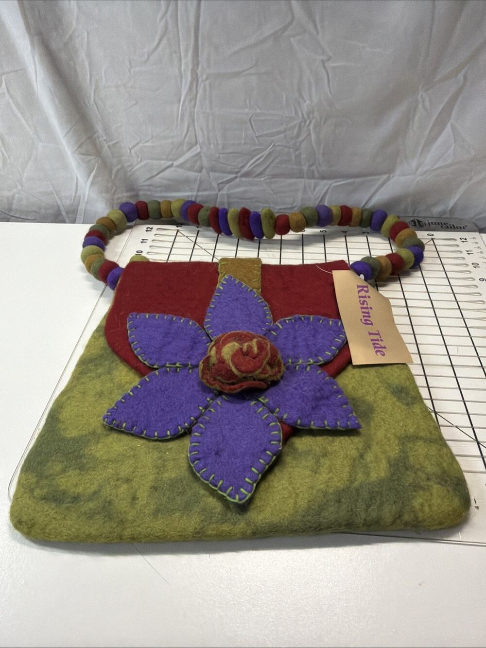 Felted 100 % Wool Psychedelic Bag Hippie Flower Flap Rising Tide Purse
